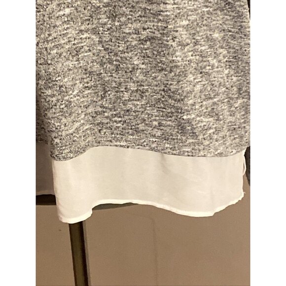 Lane Bryant Black Heathered Sweater Sheer Trim Zip Up Back Scoop Neck SZ 14/16 - Picture 3 of 11